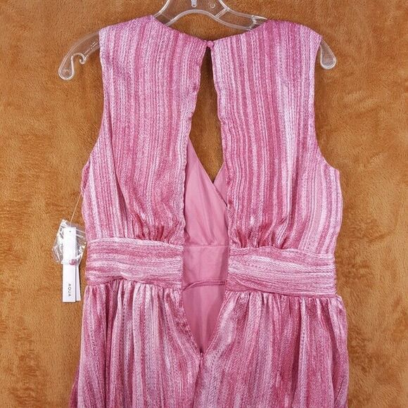 AQUA Womens Dress Medium Pink Shimmer Fit Flare Skater Empire Keyhole Neck - Picture 6 of 9